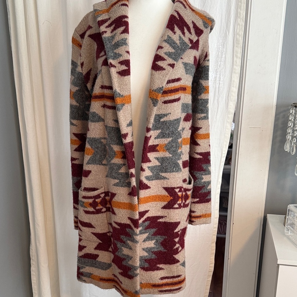 Cozy Aztec Cardigan with Hood!  SZ XS